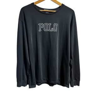 Polo Ralph Lauren Men’s Black Polo Long Sleeve Spell Out Logo Shirt Size XL